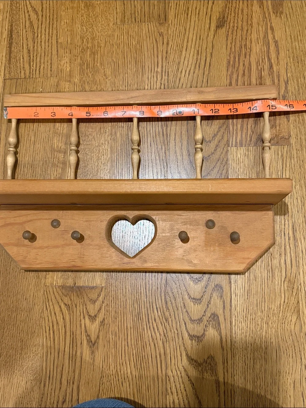 Vintage Wooden Stair Step Wall Shelf with Hearts  1980’s.